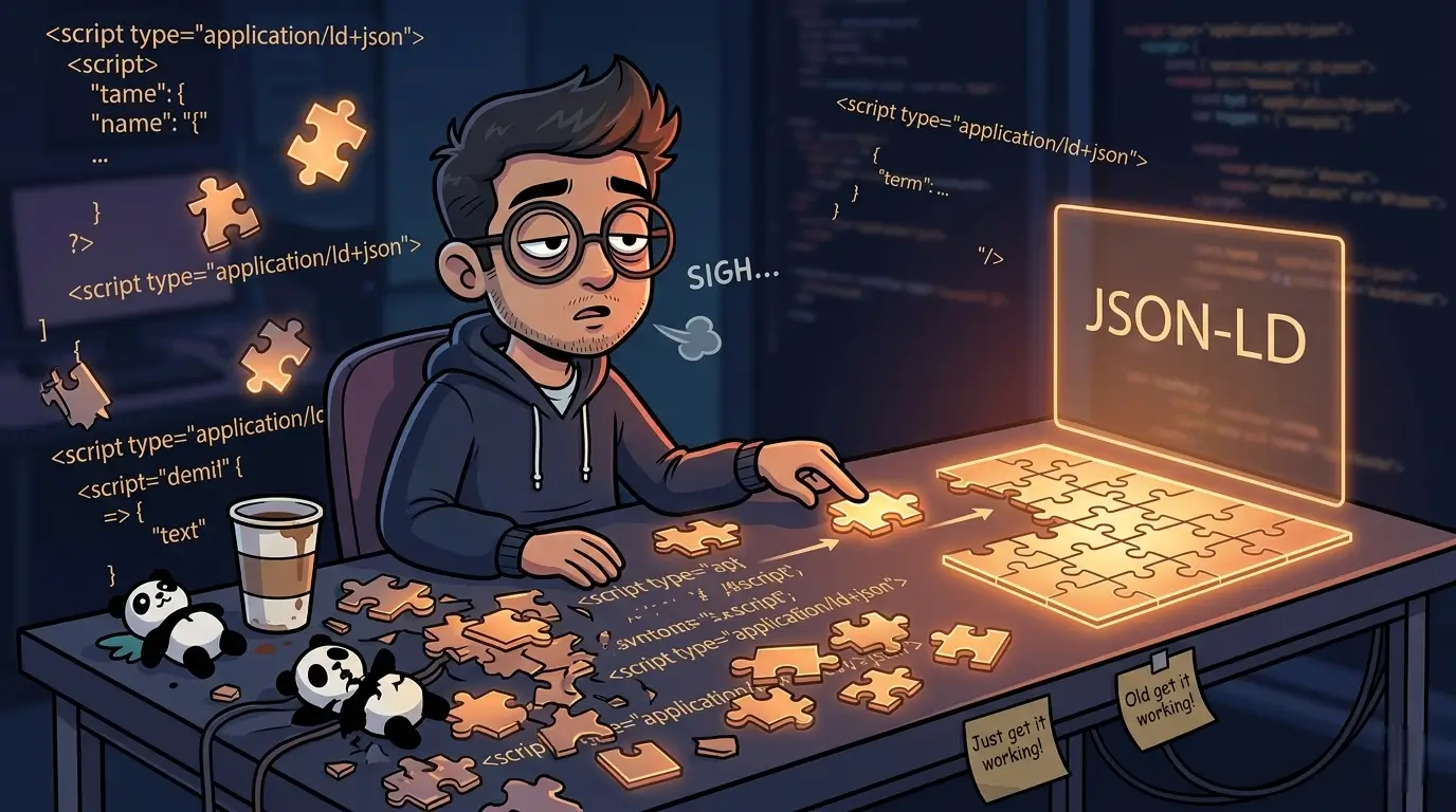 Schema markup and JSON-LD structured data illustration